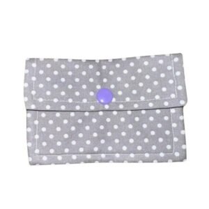 Gray Polka Dot Hand Sewn Fabric Wallet