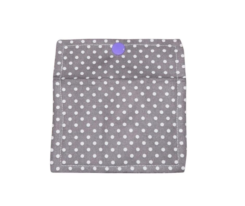 Gray Polka Dot Hand Sewn Fabric Wallet - Image 3