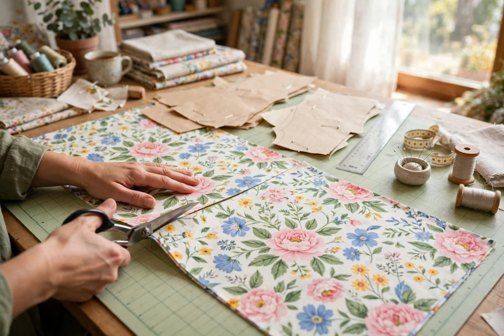 Cutting fabric pieces for the apron